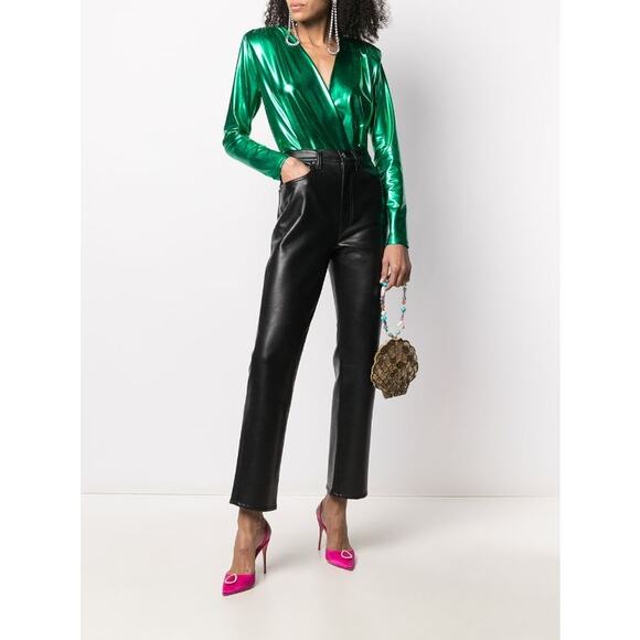 AGOLDE Conscious black high-waisted leather trousers size 31 - Picture 1 of 12
